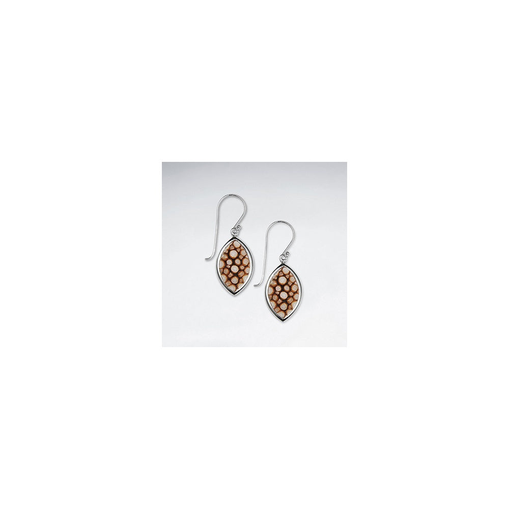 Dark Blue Stingray Marquise Dangling Silver Earring