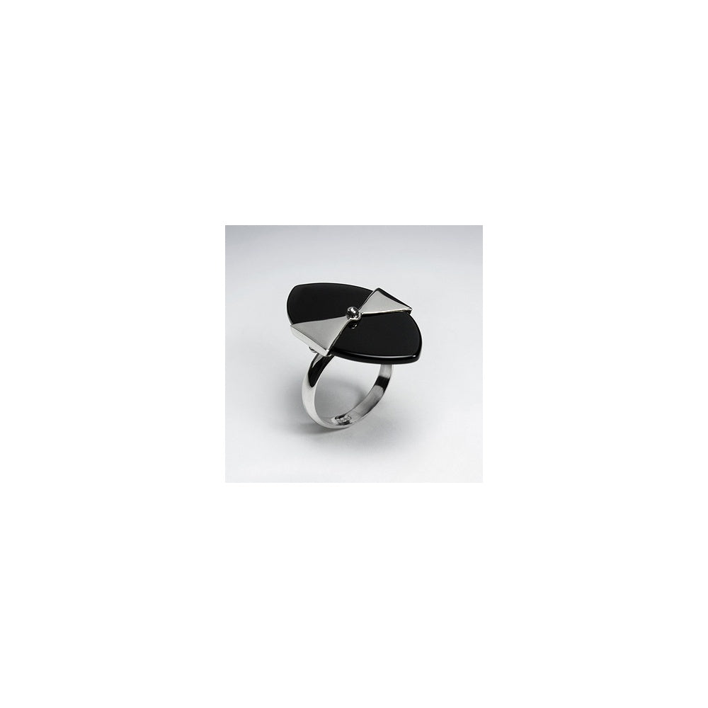 Black Stone Marquise Silver Ring