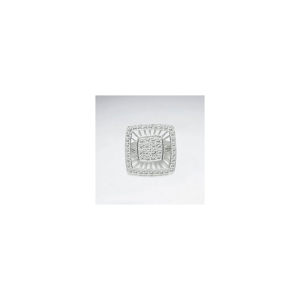 Glittering Cubic Zirconia Square Silver Dimension Ring