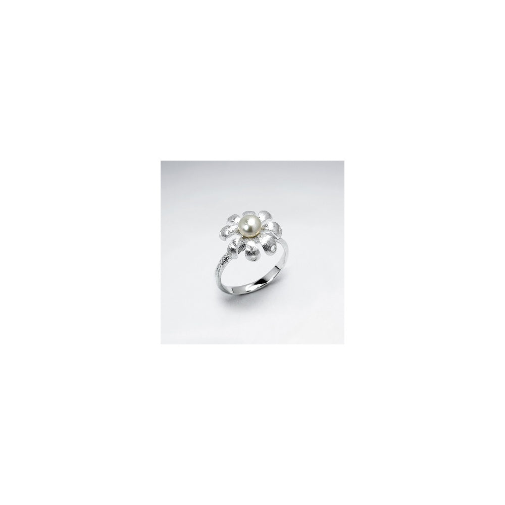 White Pearl Studded Flower Ring