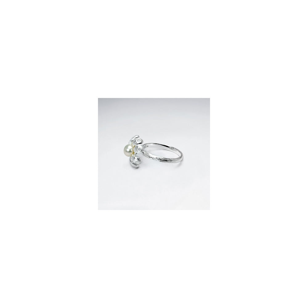 White Pearl Studded Flower Ring