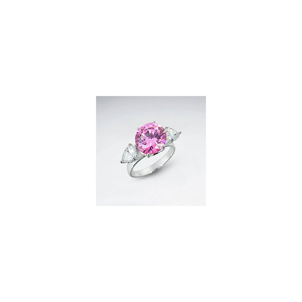 Silver Cubic Zirconia Ring With Ornate Leaf Shape Detailing
