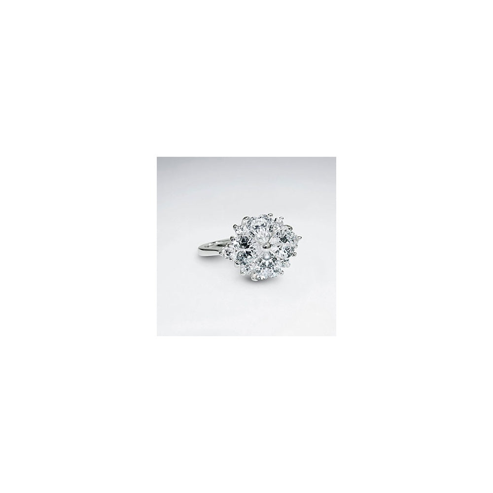 Round White Cubic Zirconia Solitaire Silver Ring