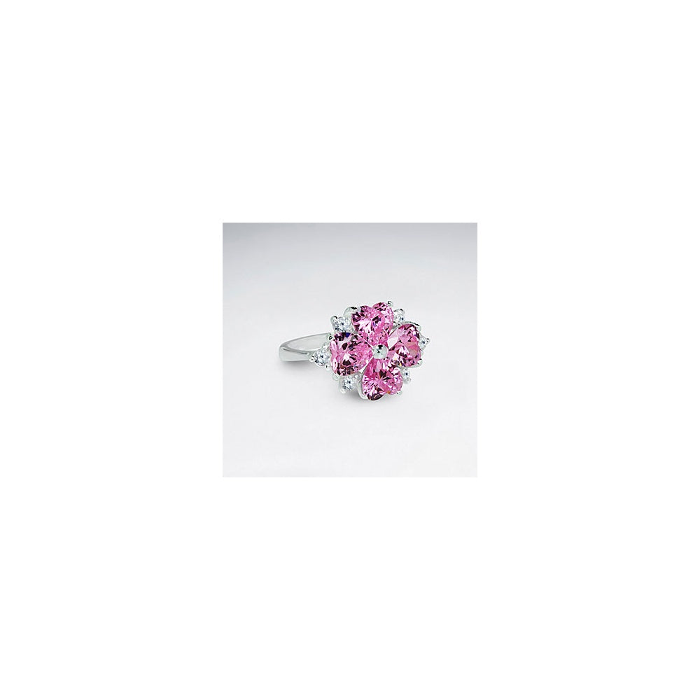 Round White Cubic Zirconia Solitaire Silver Ring