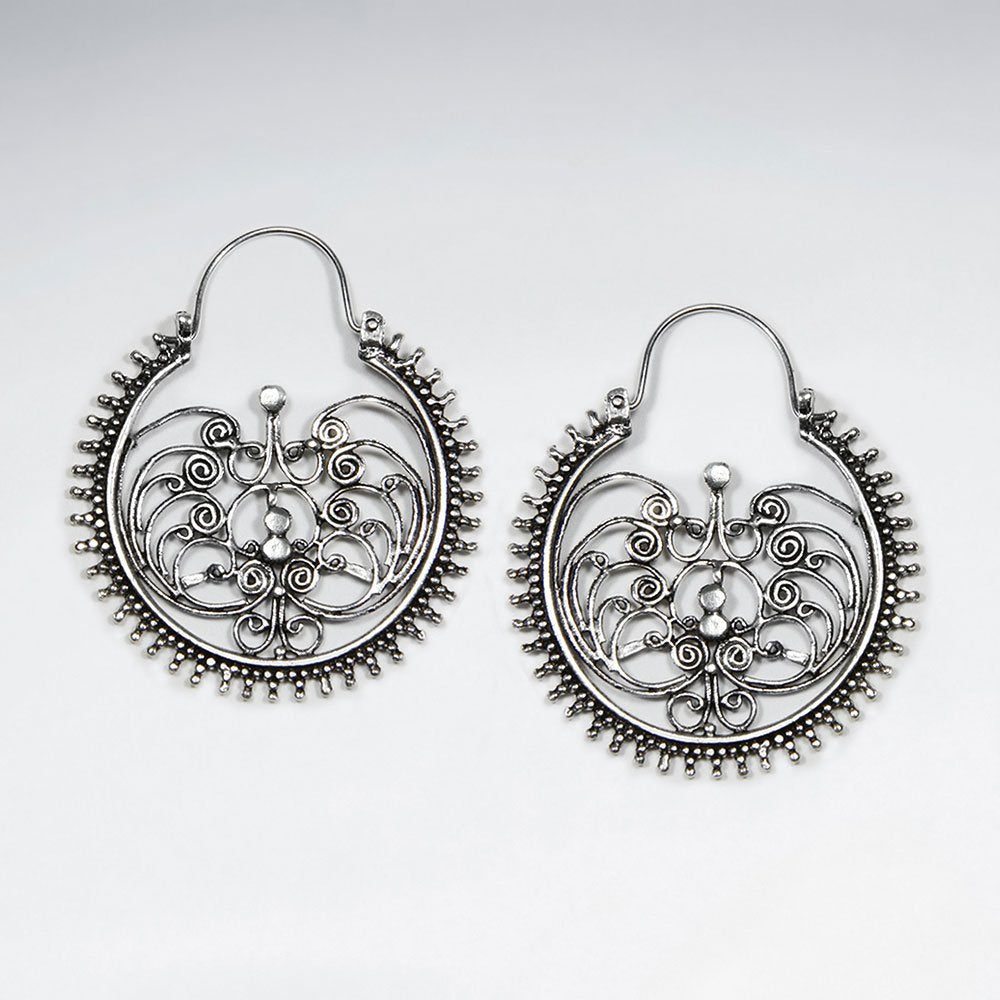 Oxidized Sterling Silver Hanging Filigree Earrings