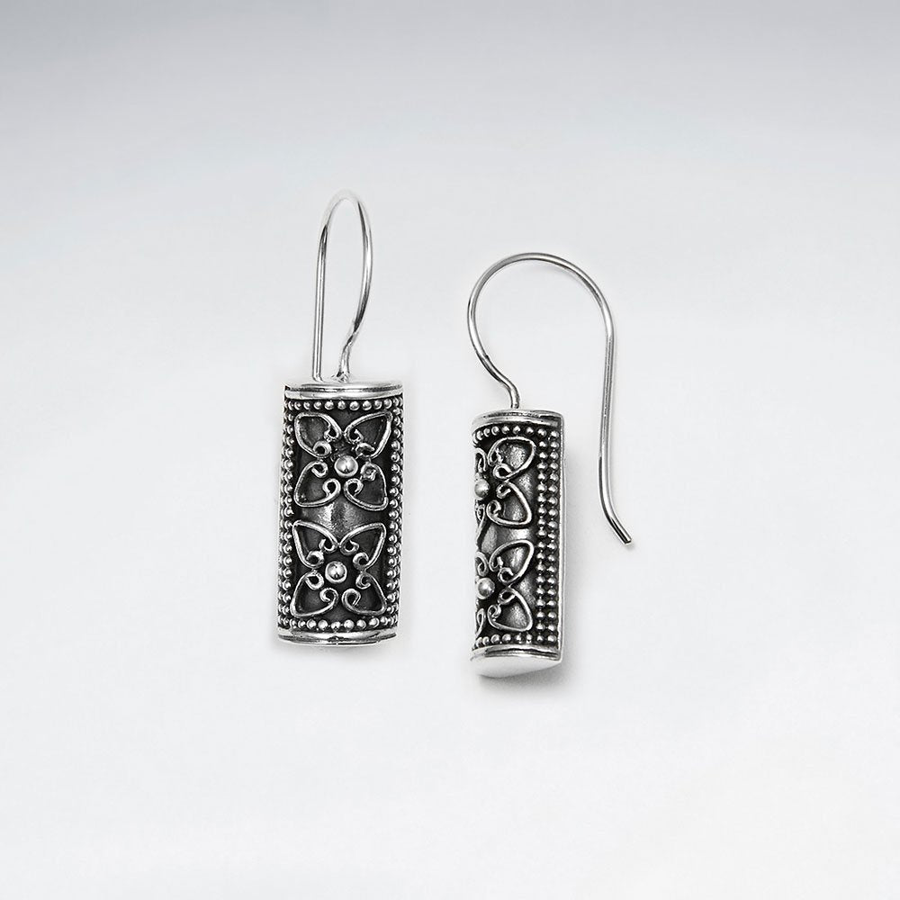 Oxidized Filigree Sterling Silver Rectangle Earrings