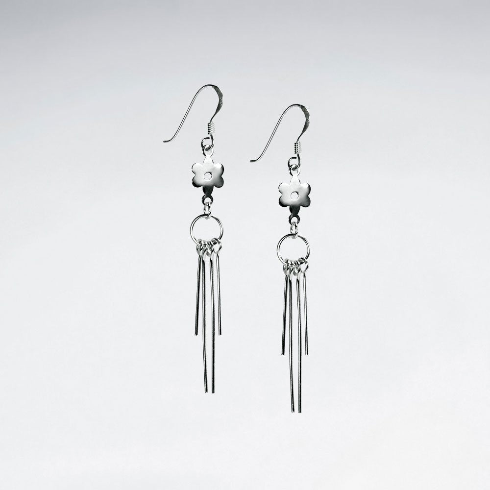 Sterling Silver Drop Dangle Chime Design Earrings