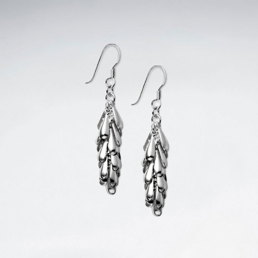 Sterling Silver Feathered Drop Dangle Earrings