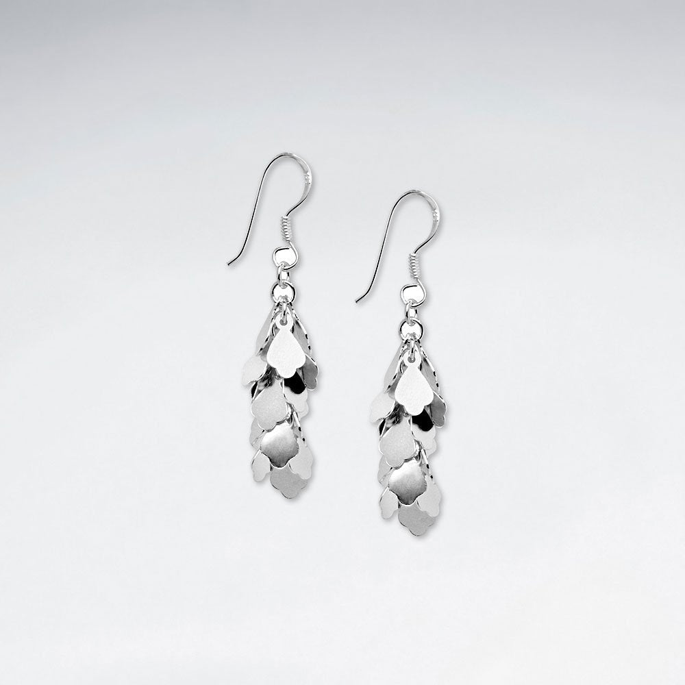 Dazzle Geometric Drop Sterling Silver Dangle Earrings