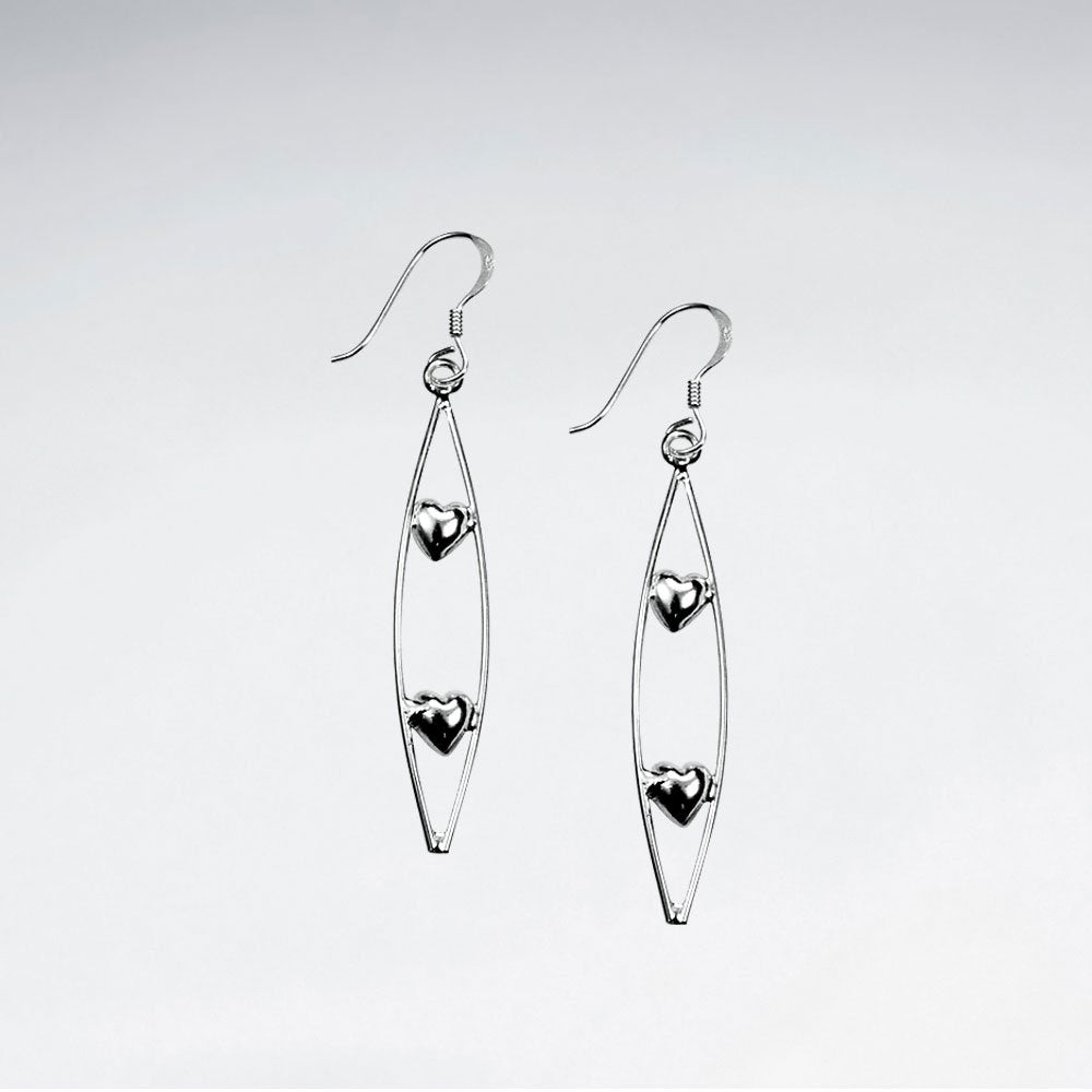 Long Open Oval Drop Dangle Earrings With Accents