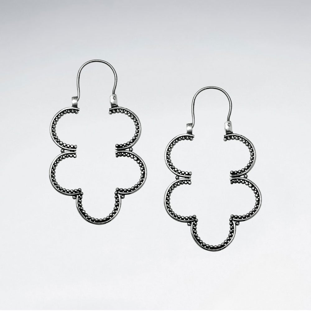 Oxidized Sterling Silver Organic Clover Drop Earrings