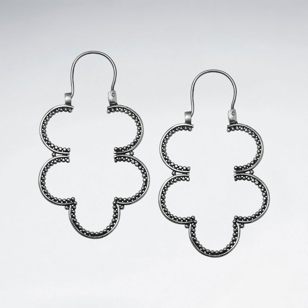 Double Clover Drop Earrings in Sterling Silver