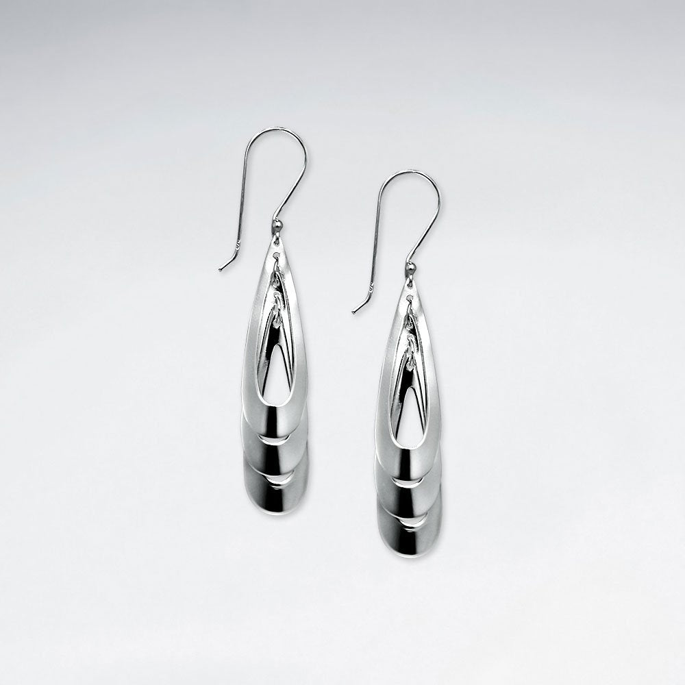 Mod Silver Open Drop Dangle Design Earrings