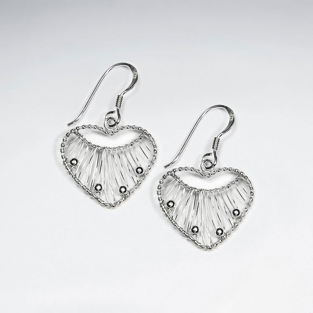 Wire Work Heart Silver Earring