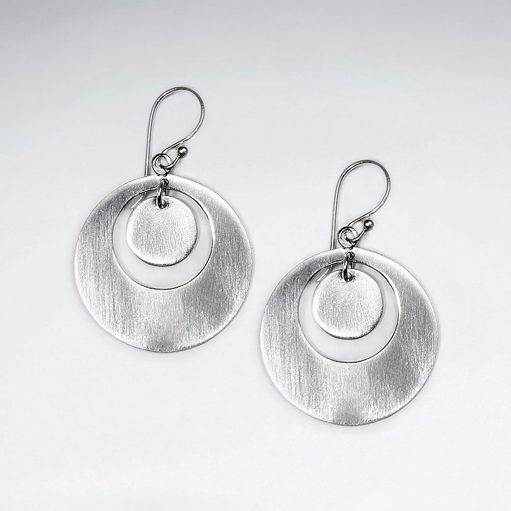 Stunning Silver Circle-in-Circle Earrings