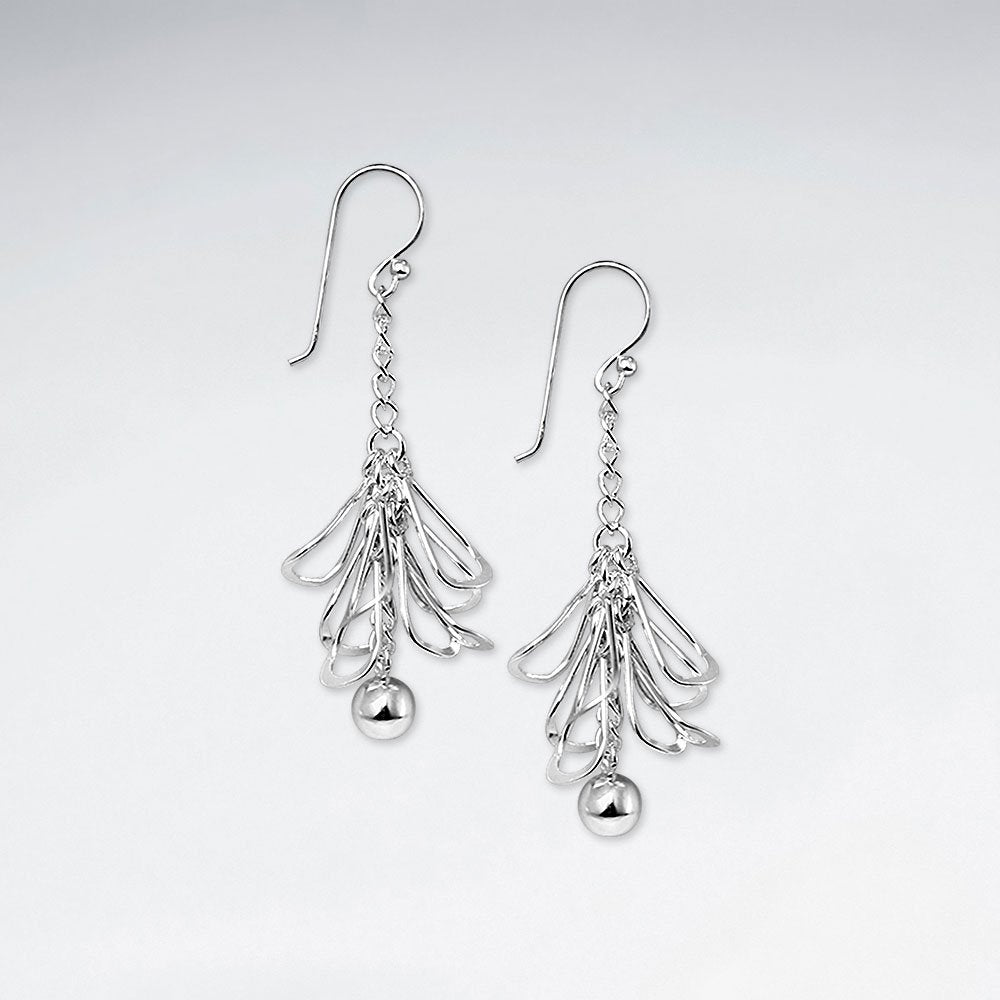 Polished Silver Looping Branch Motif Earrings