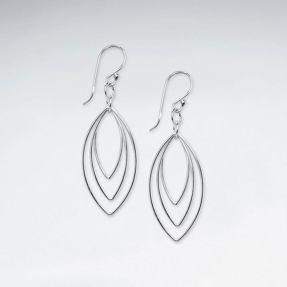 Triple Marquise Silver Earring