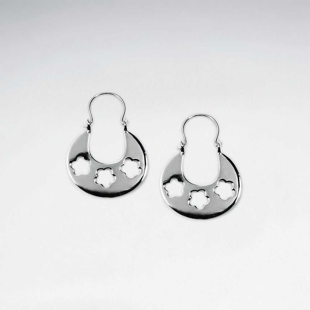 Captivating Open U-Hoop With Tripple Petite Stars in Silver