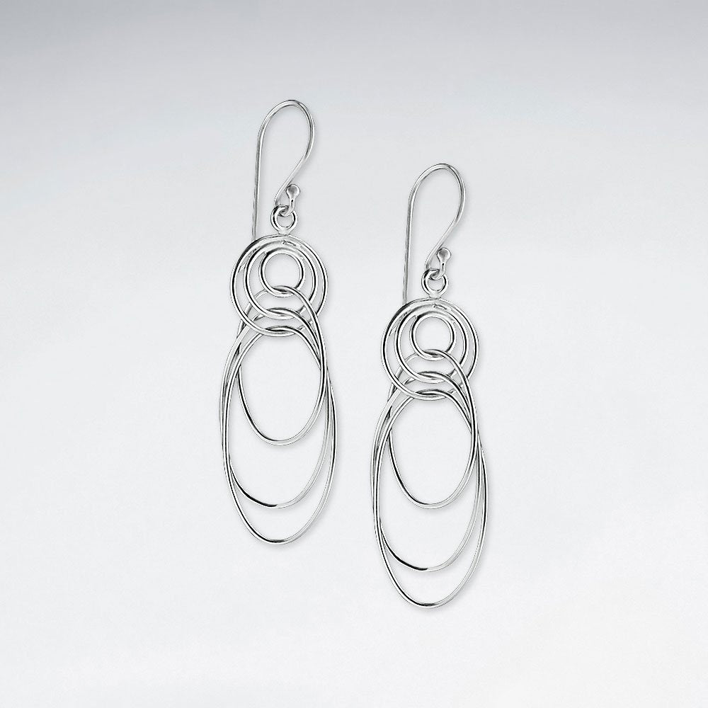 Multi Overlapping Silver Loop Earrings
