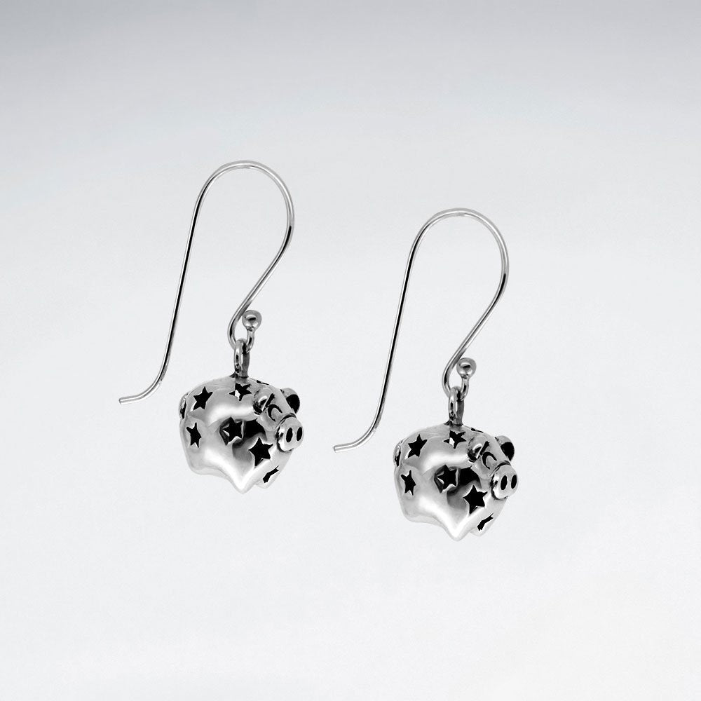 Oxidized Claw-Style Dangle Drop Shepherds Hook Earrings
