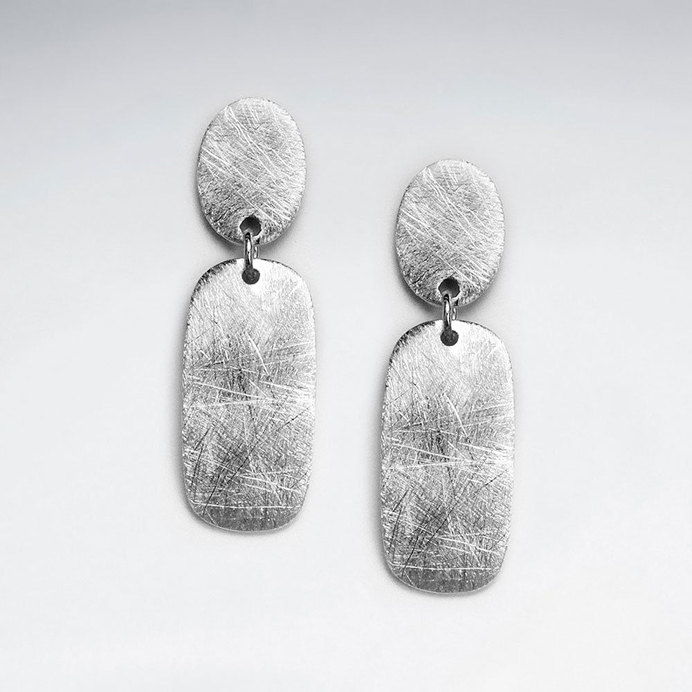 Raw Silver Geometric Dangle Drop Earrings