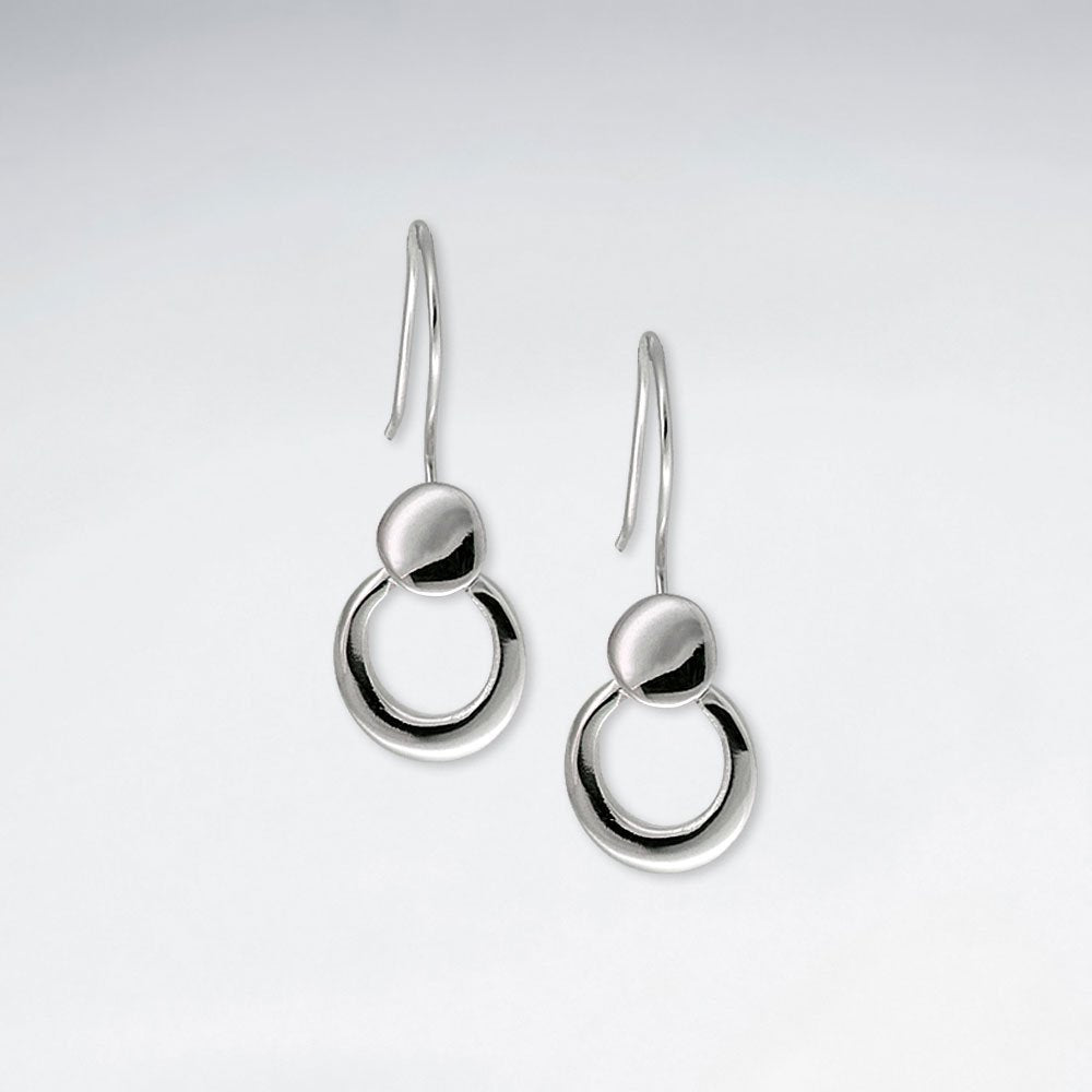 Silver Open Circle Drop Shepherds Hook Earrings