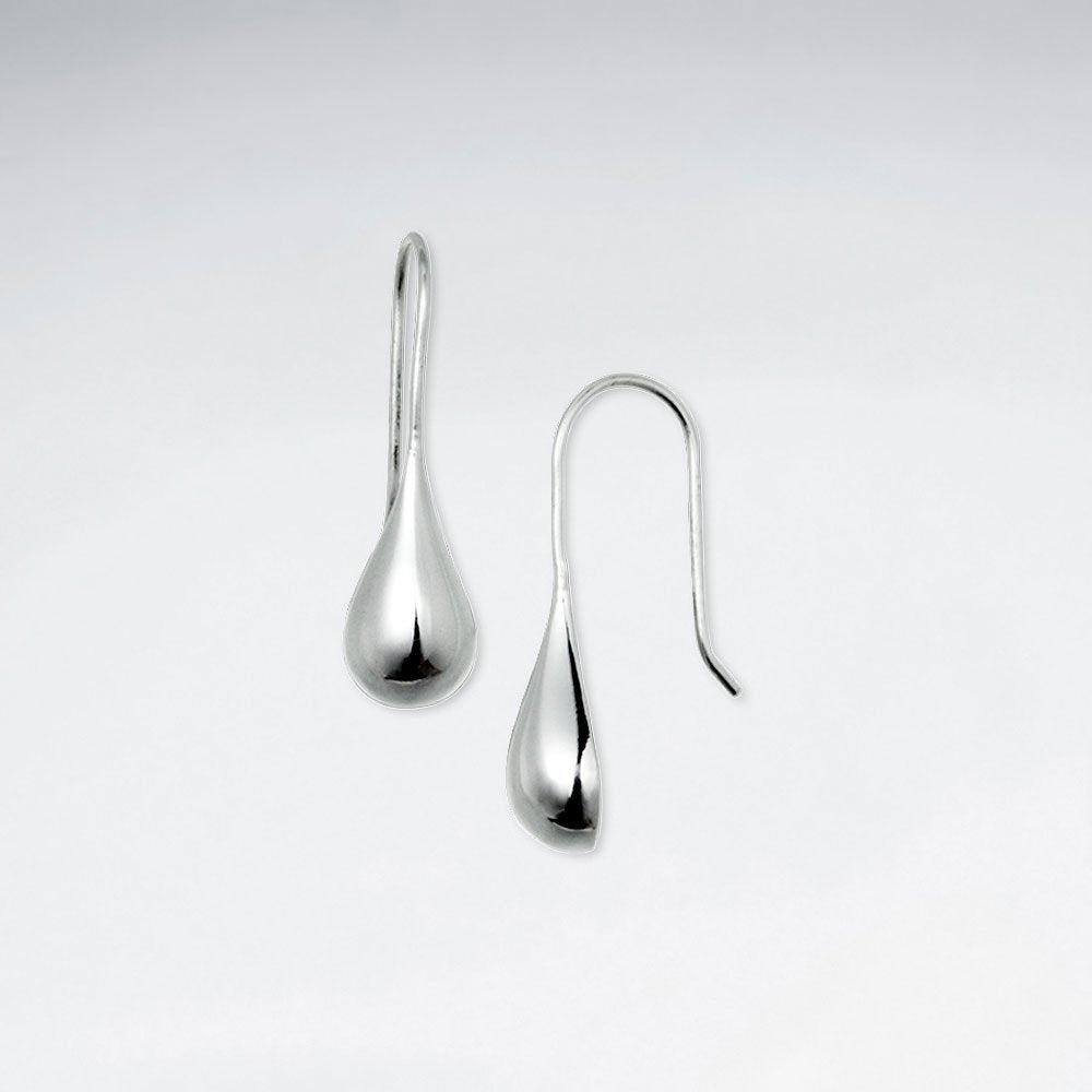 Polished Sterling Silver Long Teardrop Earrings