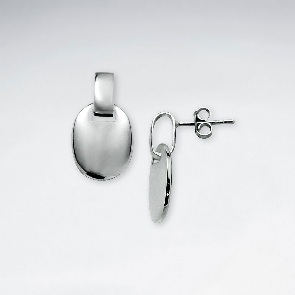 Silver Stud Dangle Drop Earrings