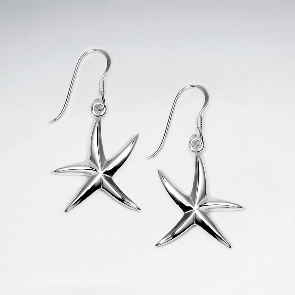 Charming Silver Starfish Dangle Earrings