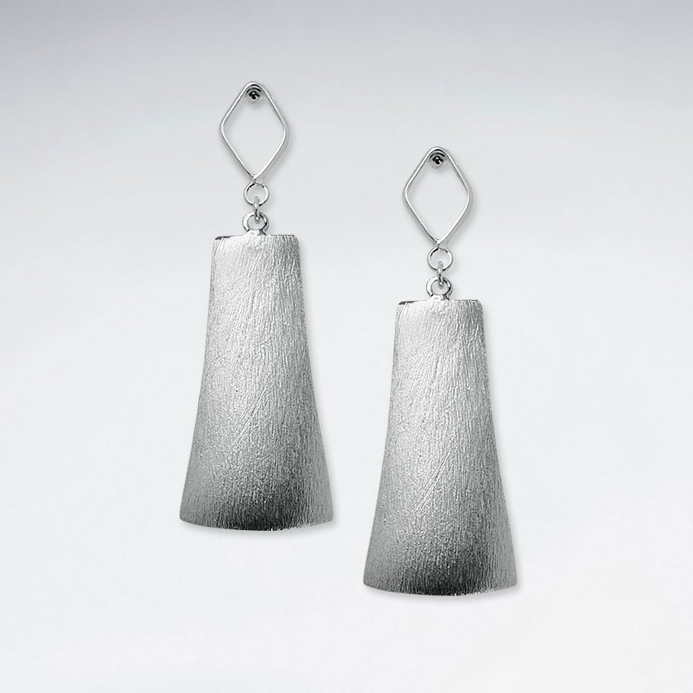 Inspired Long Silver Stud Dangle Drop Bell Shaped Earrings