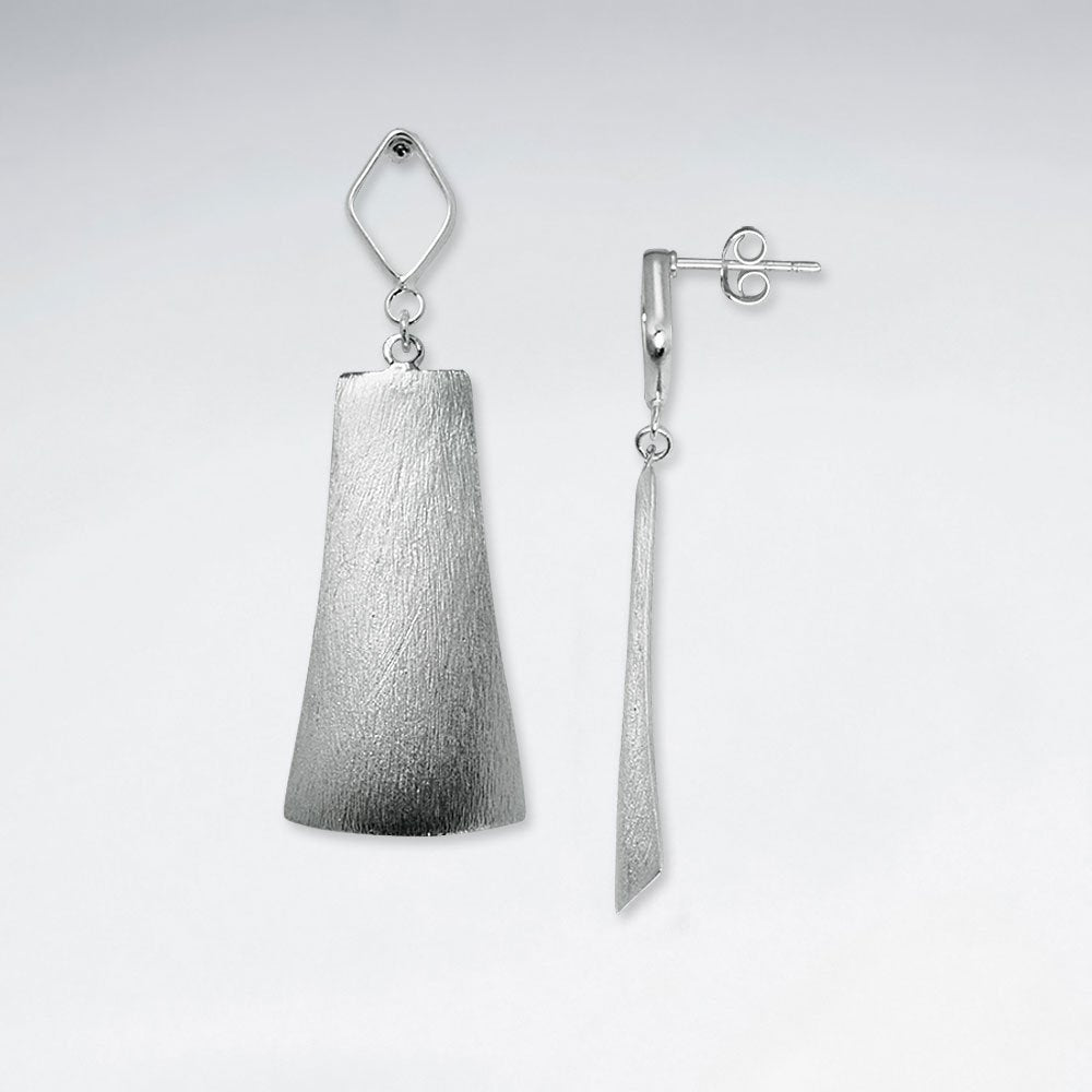 Inspired Long Silver Stud Dangle Drop Bell Shaped Earrings