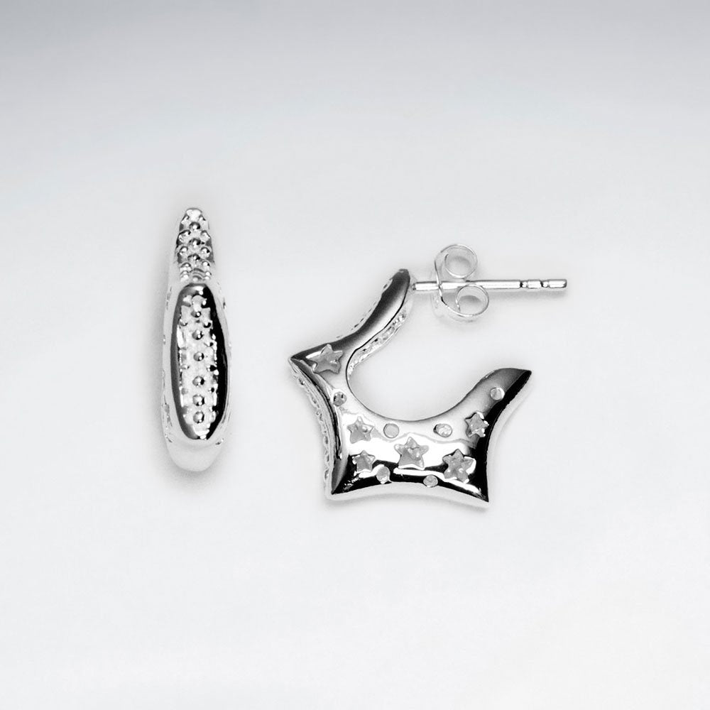Silver Star Silhouette Textured Stud Earrings