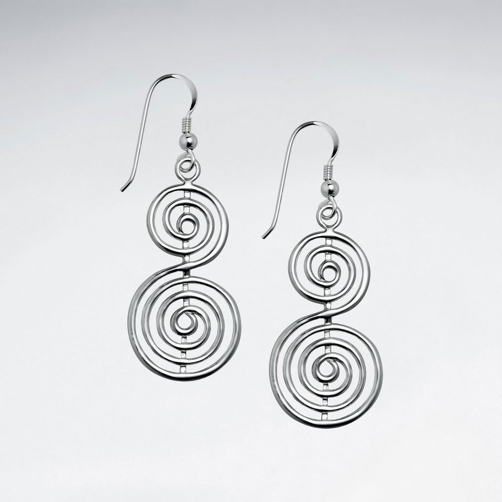 Fabulous Double Swirl Dangle Hook Earrings