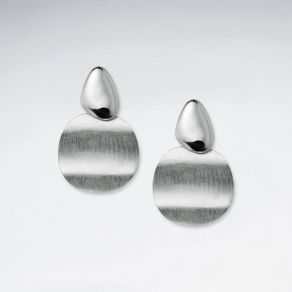 Wavy Circle Disc Stud Drop Earrings