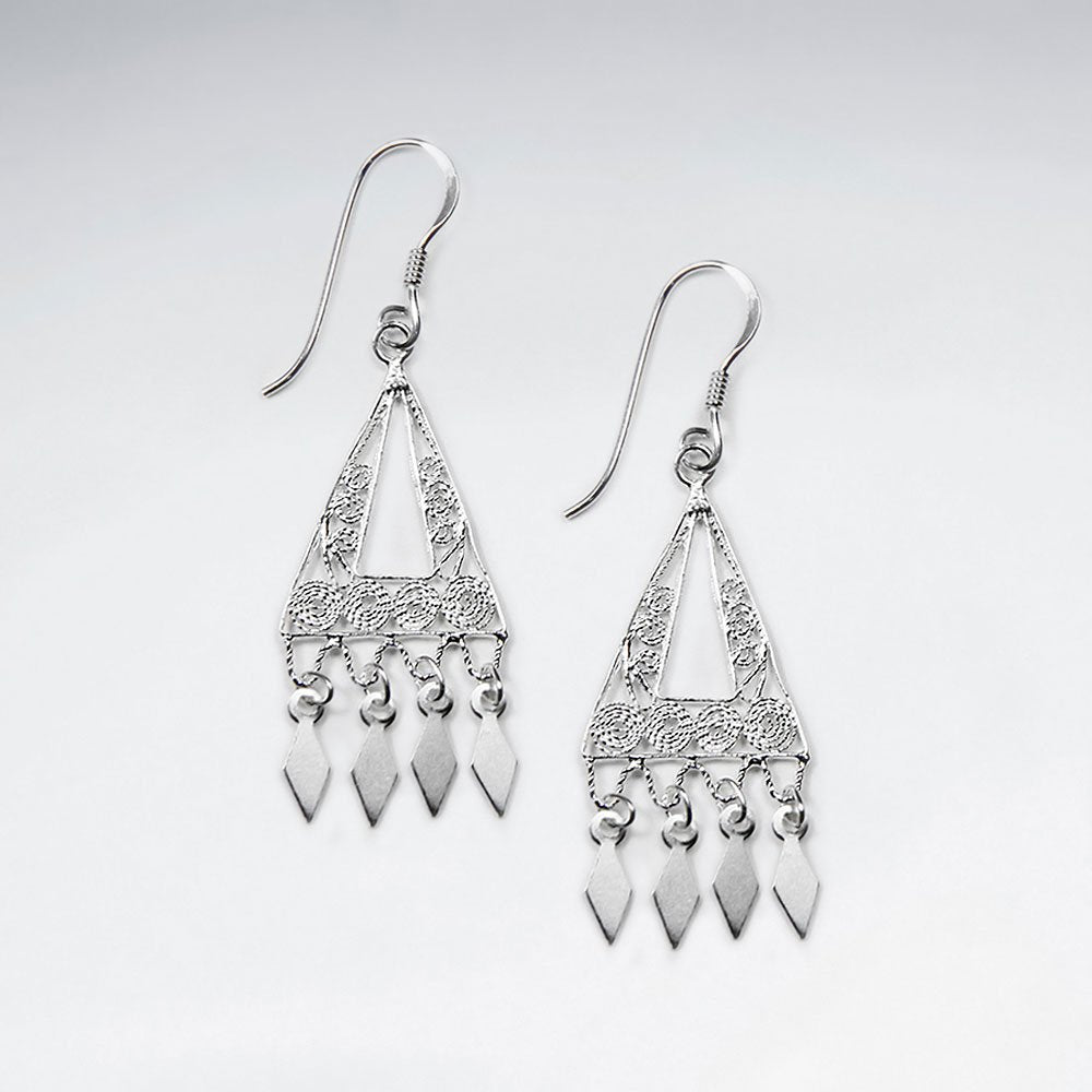 Open Triangle Charm Dangle Drop Hook Earrings