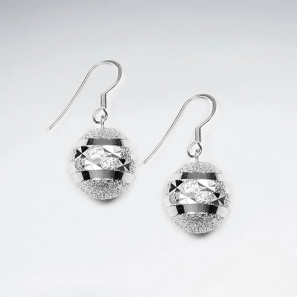 Egg Shaped Polished Silver Dangle Drop Charm Earrings