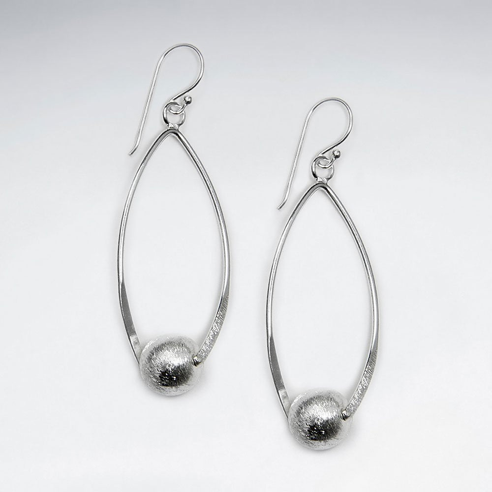 Elegant Open Oval Frame Silver Charm Dangle Hook Earrings