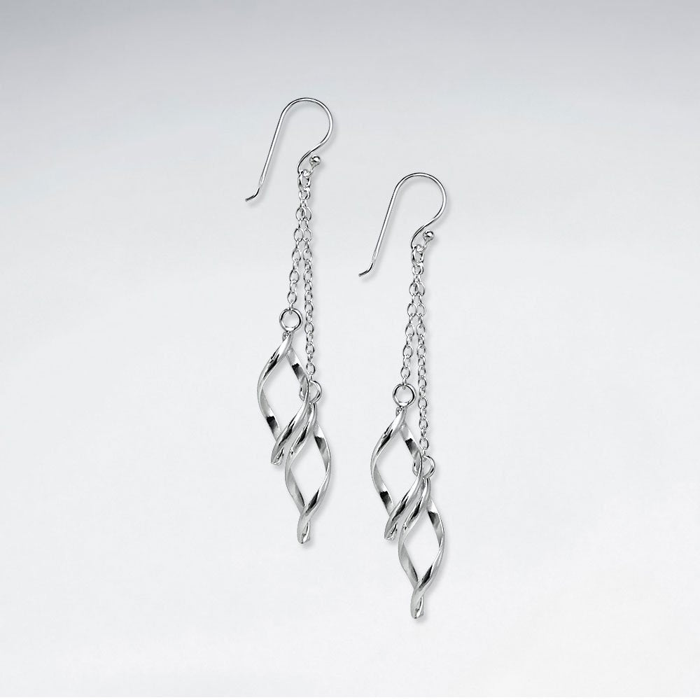 Elegant Suspended Double Twisted Teardrop Dangle Chain Drop Earrings