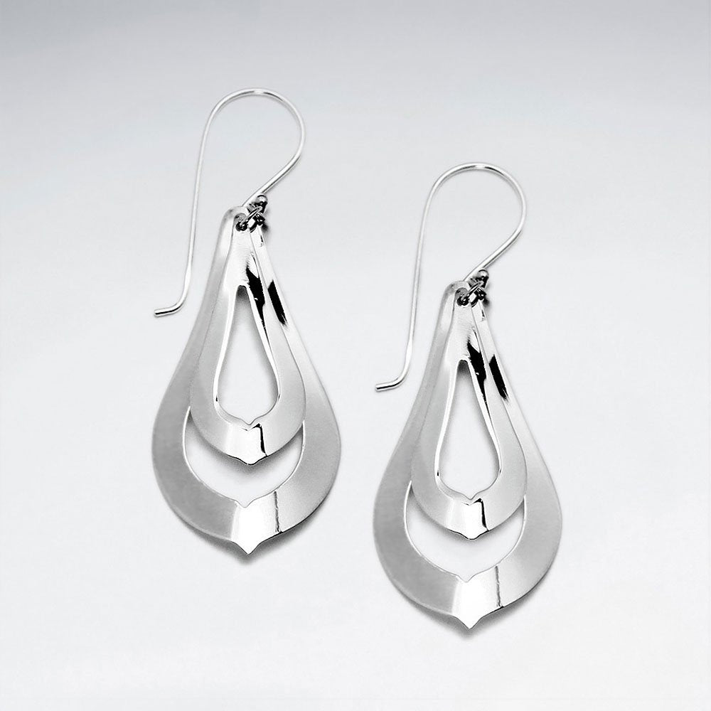 Sophisticated Double interconnected Teardrop  Dangle Hook Earrings