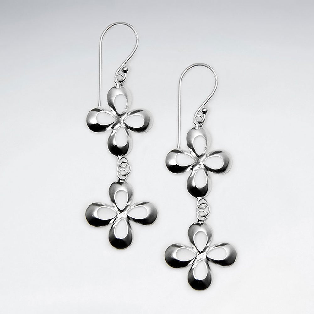 Open Blossom Dangle Drop Hook Earrings