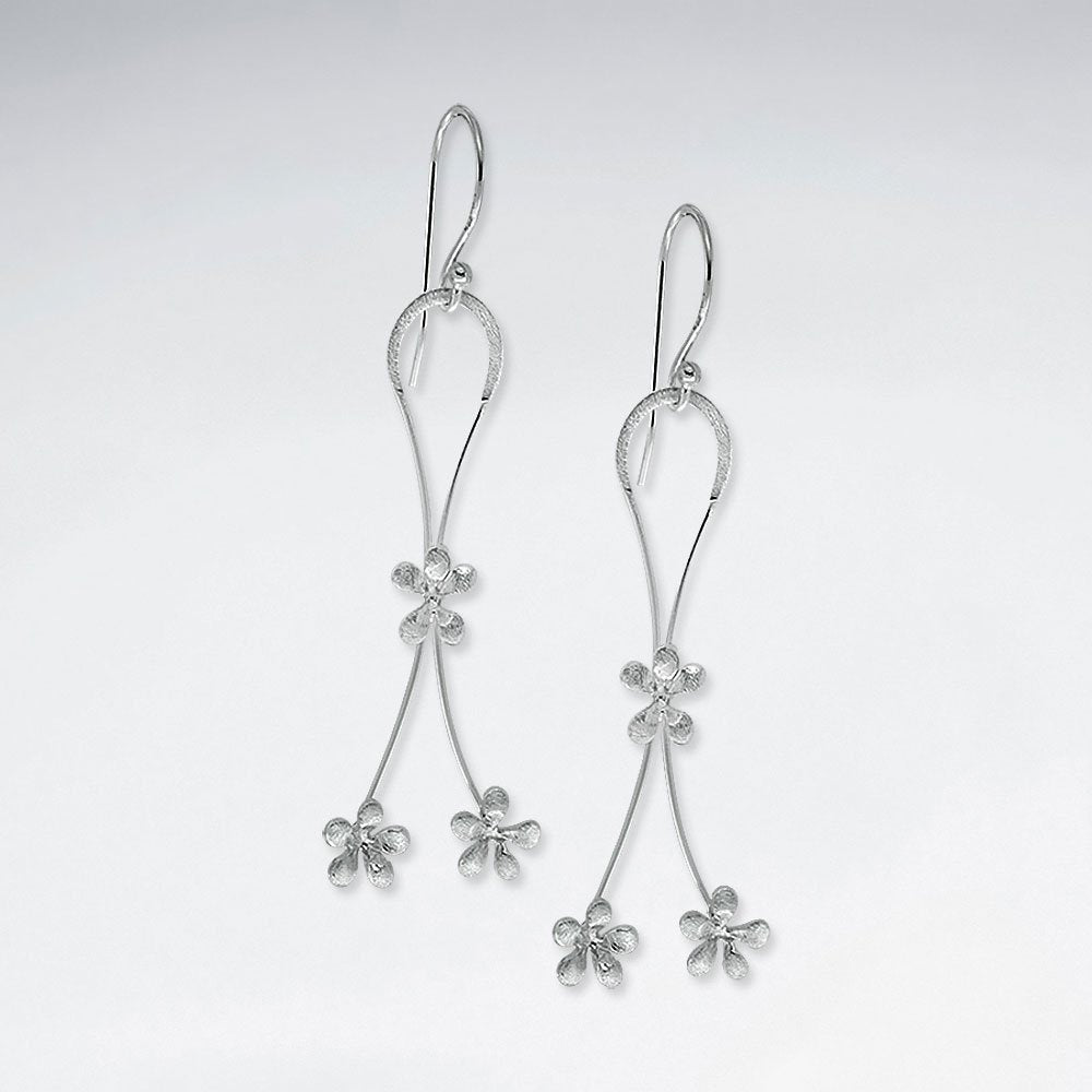 Elegant Flower Drop Charm Dangle Earrings