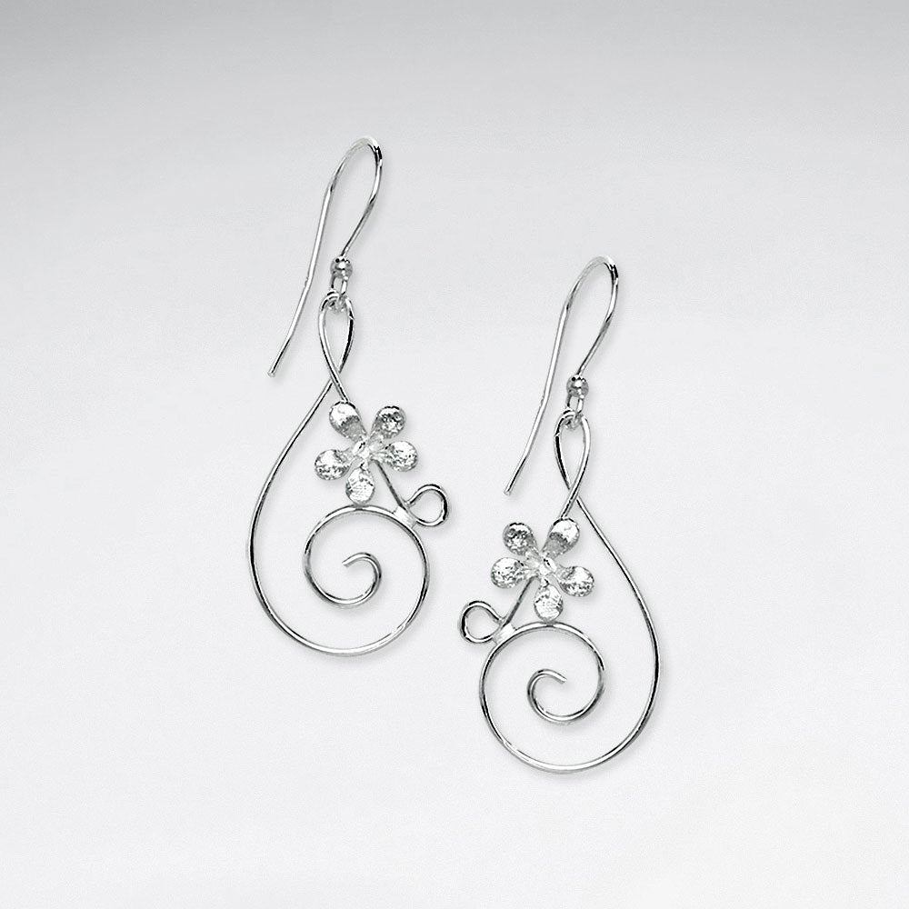 Luxe Ornate Music Note Dangle With Flowers Hook Earrings