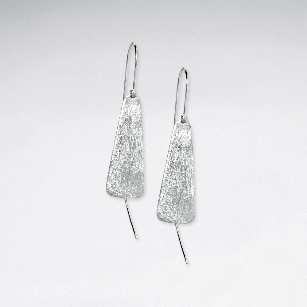 Glamorously Modern Organic Textured Brushed Dangle Hook Earrings
