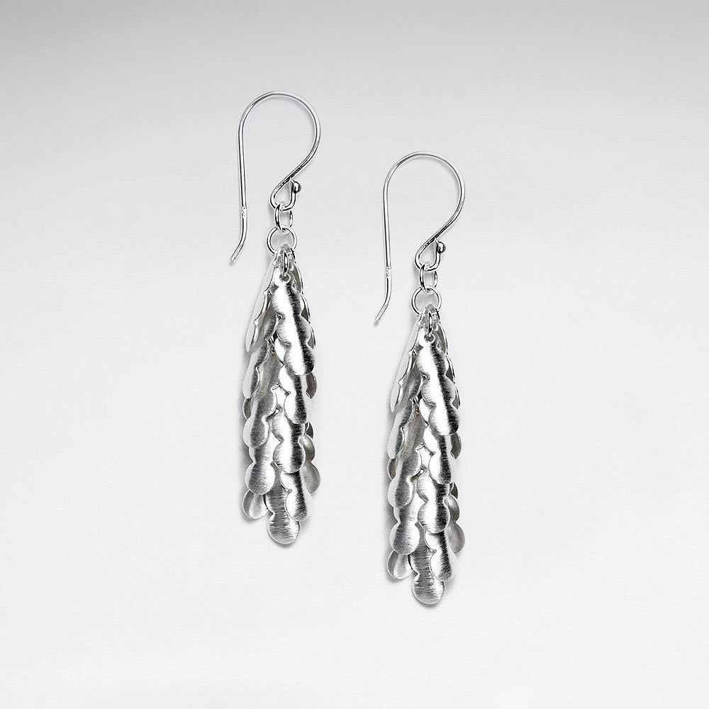 Sterling Silver Dangle Drop Textured Cone Earrings