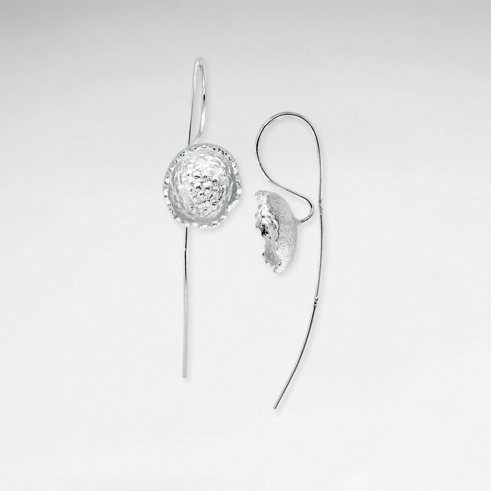 Petite Circular Blossom Long Hook Drop Earrings