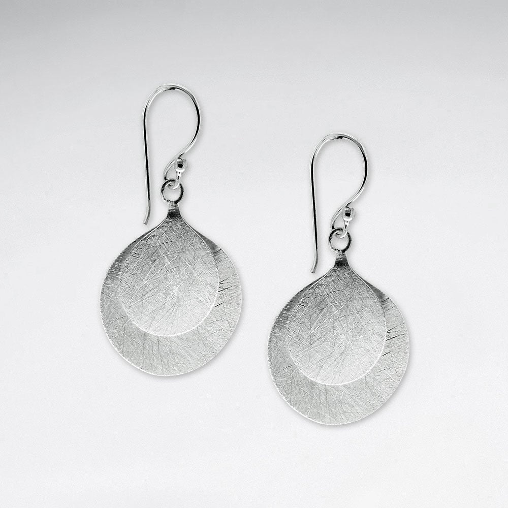 Stunning Silver Elongated Circle Drop Hook Earrings