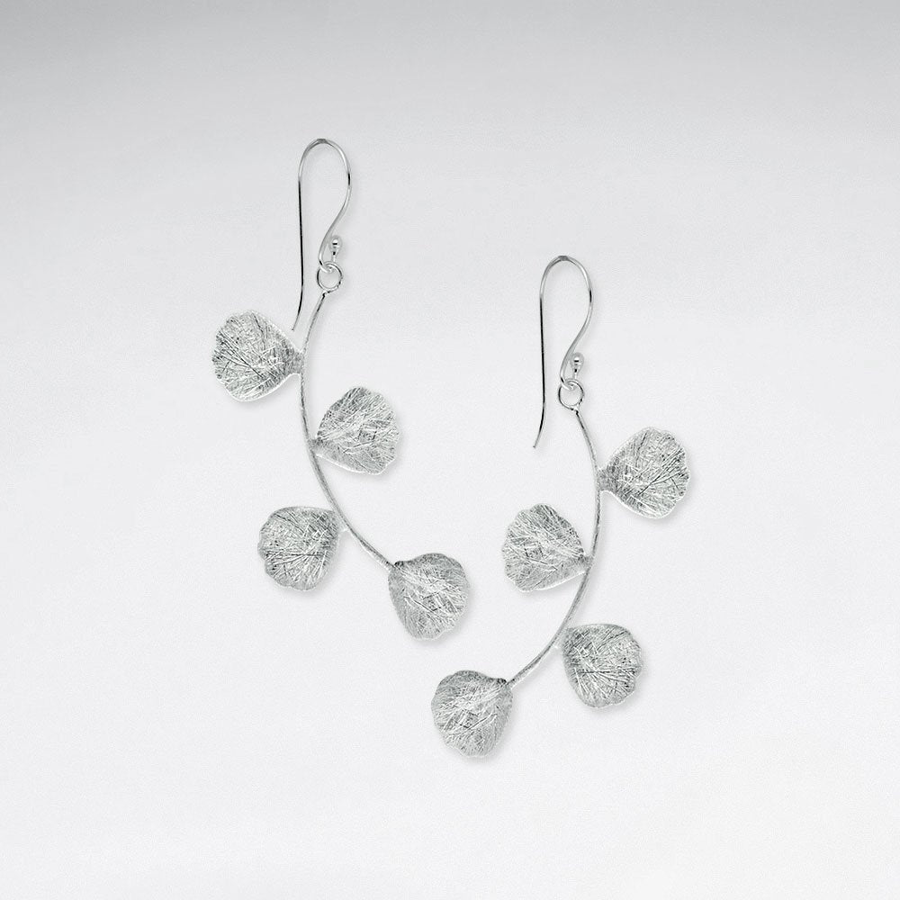 Cool Modern Silver Multi-Branch Bud Drop Hook Earrings