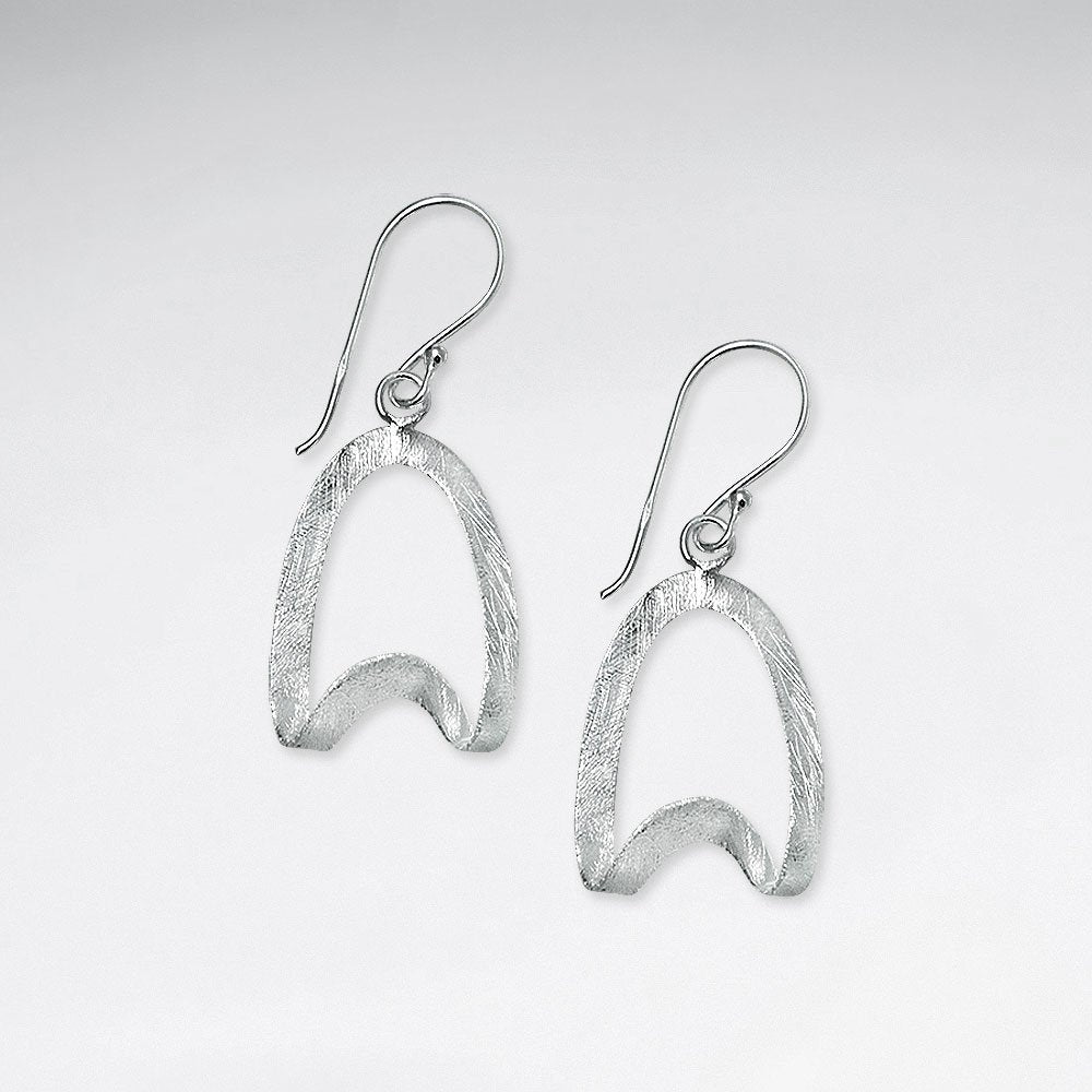 Hip Silver Dangle Drop Organic Open Shape Hook Earrings