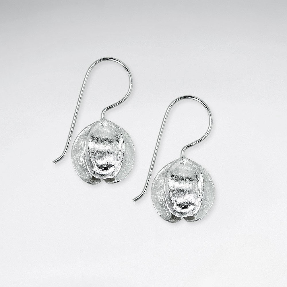 Silver Stylish Organic Shape Drop Hook Earrings