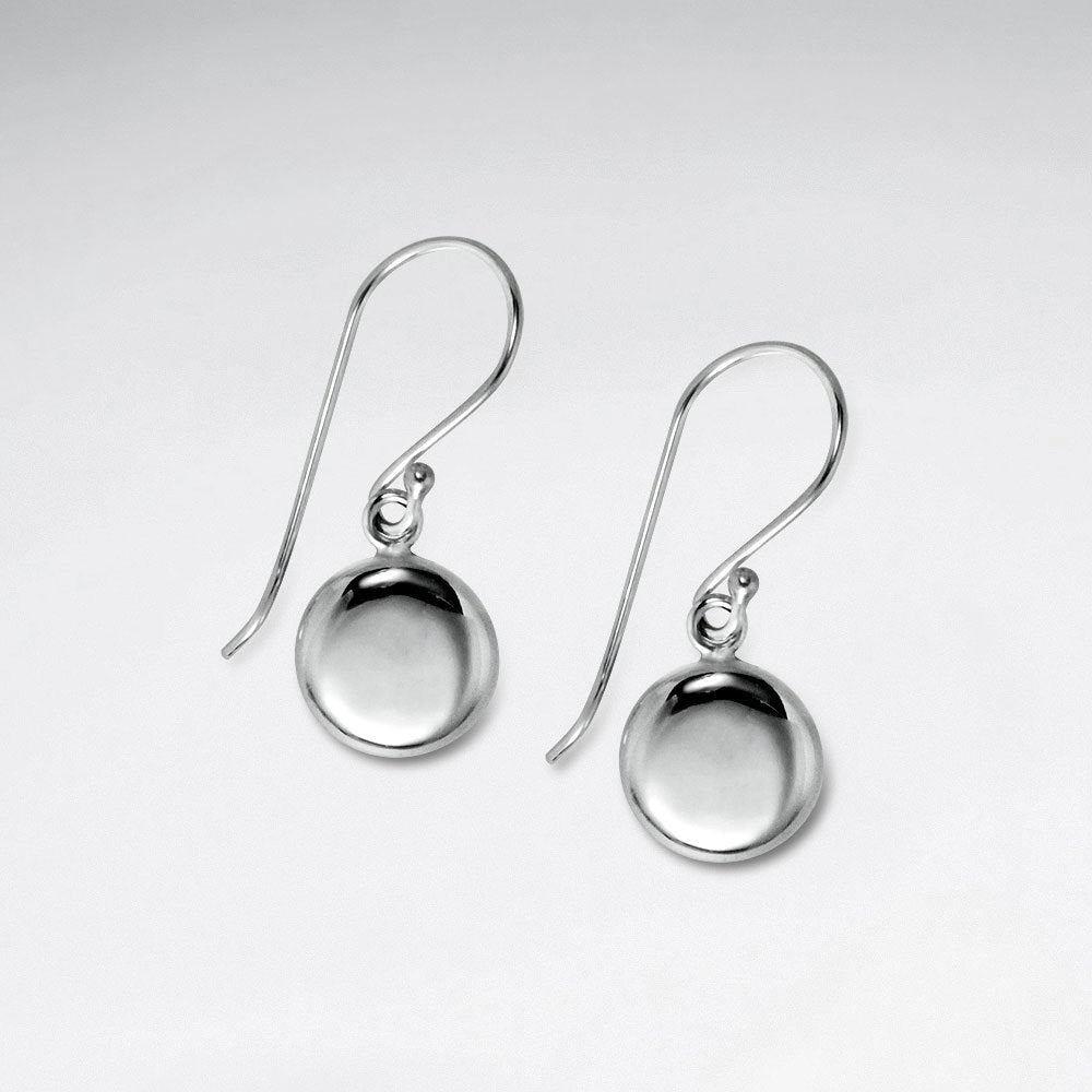 Elegant Water Droplet Round Drop Hook Earrings Silver